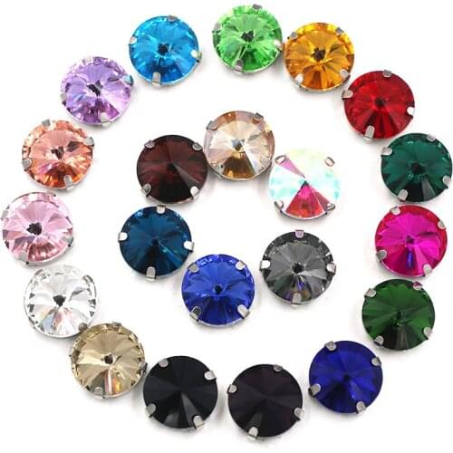 Best quality Round Crystal glass rhinestone, sew on rhinestone Silver claw For Dress Crafts Decorations