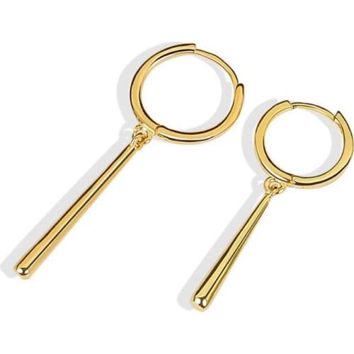 Fashion Simple Gold Silver Color Earrings Jewelry For Women Geometric Water Droplet Stick Hoop Earring Girl Accessories KOFSAC