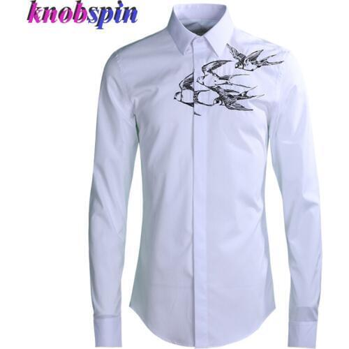 Temperament Mens Shirt Plus size 4XL clothes male Solid slim Chemise homme Brand 80% Cotton Embroidery Casual dress shirts