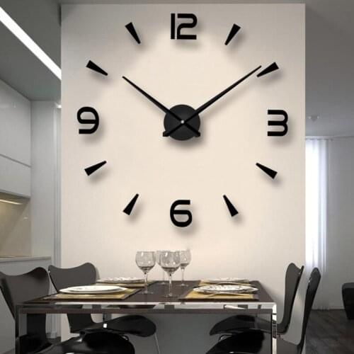 Creative Wall Clock Mirror Acrylic Hanging Clock Large Living Area Cool Fashion Simple DIY Home Bedroom Decoration 1pc