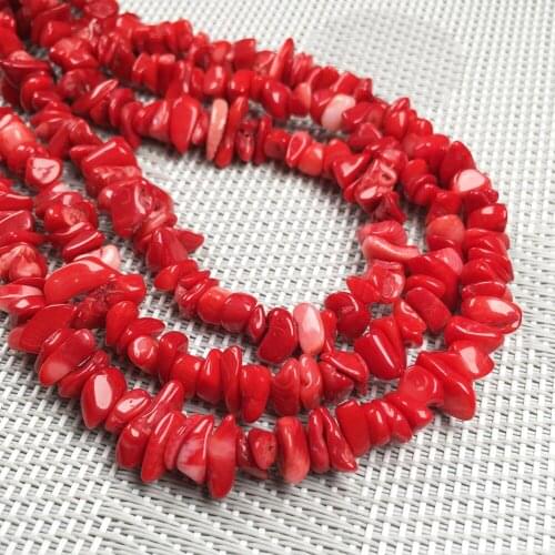 Natural Stone 36cm Red Coral Beaded Gravel Loose Beads for Jewelry Making Bracelet DIY Necklace Accessories Size 6x8mm