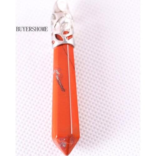 Natural Stone Hexagonal Column Red Jaspers Pendant For Necklace Women Men Fashion Jewelry Gift 1Pcs K250
