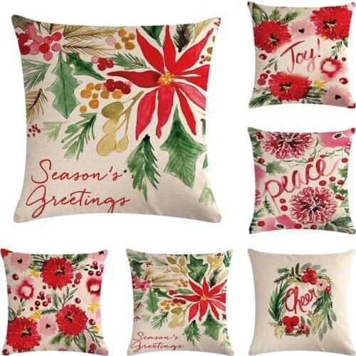 Red Flower Cushion Cover 45x45cm Tropical plants Pillowcase Bicycle Cotton Linen Flower Home Decor Throw Pillow Cover