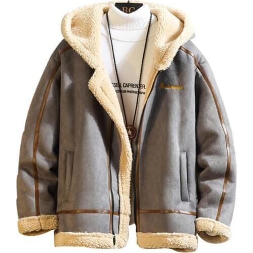 New Winter Mens Fur Leather Jacket Coat Male Thicken fleece hooded leather jacket Bomber Jacket Men coat