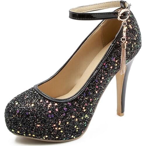 New spring with ultra fine with wedding shoe pointed waterproof machine sequins nightclub 32-48 18321 yards single shoes