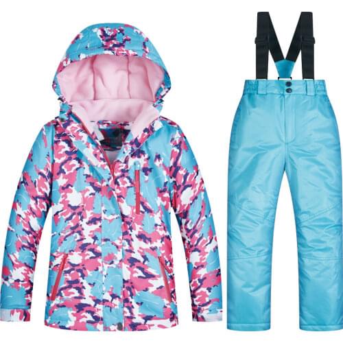 New Childrens Ski Suit Brands Winter Children Windproof Waterproof Super Warm Colorful Girl And Boy Snow Ski Jacket And Pants