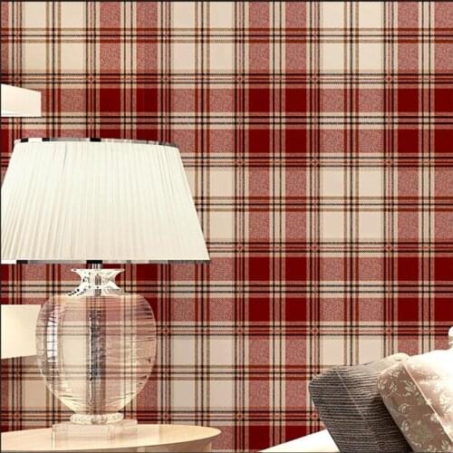 Wellyu Scottish plaid wallpaper American country style English style living room bedroom dining room TV background wall paper