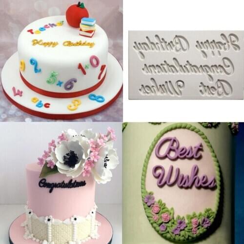 Wholesale 10pcs/lot Word Perfect Birthday Silicone Sugarcraft Mold Fondant Cake Decorating Tools Bakeware