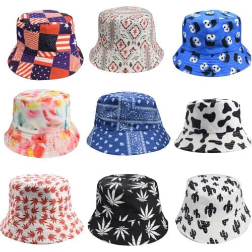 Summer Cartoon Sesame Street Printing Bucket Hat Cute Fisherman Hats For Women Mens Two Side Reversible Fishing Caps