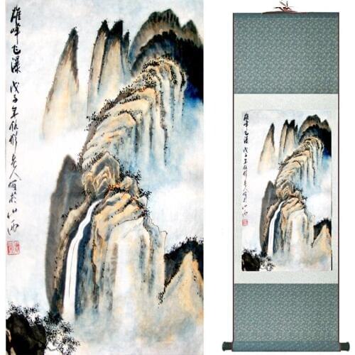 Landscape painting Home Office Decoration Chinese scroll painting mountain and River painting 2018082419