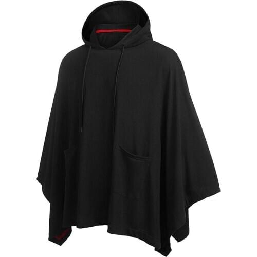 Unisex Casual Hooded Poncho Cape Cloak Fashion Coat Hoodie Sweatshirt Men Hip Hop Streetwear Hoody Pullover for Male Sweat Homme