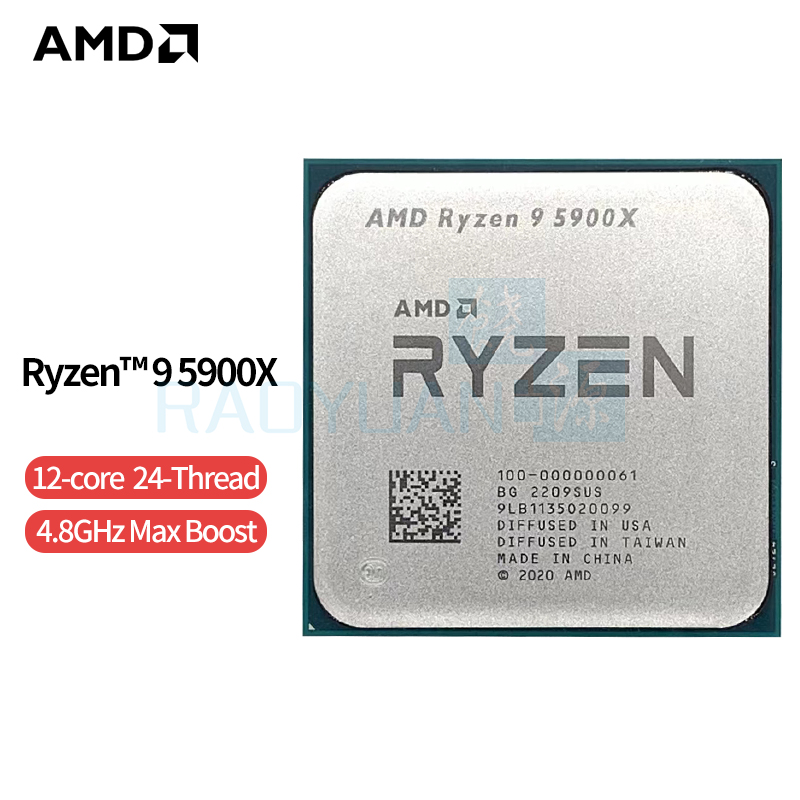 AMD Ryzen 9 5900X R9 5900X 3.7 GHz Twelve-Core 24-Thread CPU Processor 7NM L3=64M 100-000000061 Socket AM4 no fan
