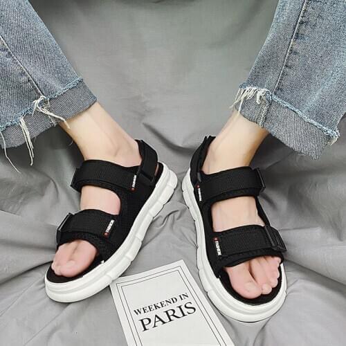 Beach Sandals Men Shoes New Gladiator Mens Sandals Fashion Men Shoes Summer Flip Flops Gray Black Flat Sandals Big Size 45