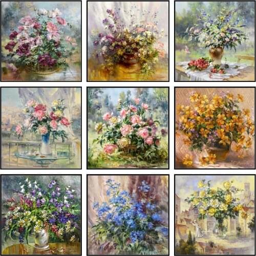 Counted Cross Stitch Kits Needlework Embroidery - Crafts 14 ct Aida DMC Color DIY Handmade Home Decor - Bouquet Collection 1