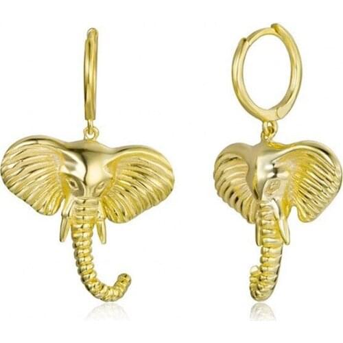 925 Silver Elephant Huggie Hoop Earrings For Women Cute Animal Dangle Drop Pendant Earrings Girls Females Fashion Jewelry