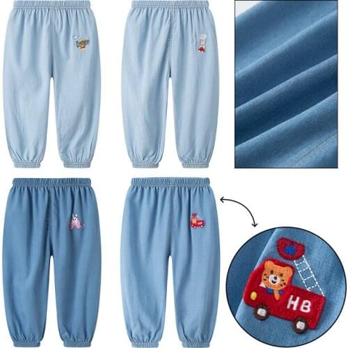 Boys Summer Denim PantsCasual Cotton Cartoon Boys' Pants Childrens Clothing HildrensPants Girl BabyKids Pants детские джинсы