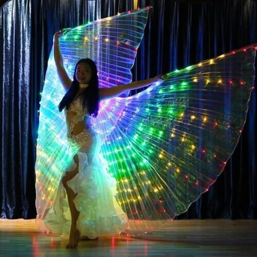 Children Adult Dancers LED Performance Fluorescent Butterfly Wings Belly Dance Bellydance Carnival Led Costumes Christmas Shows