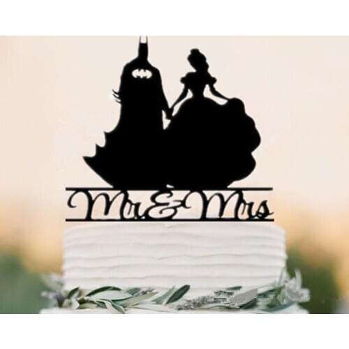 Mr & Mrs with Man and Women Wedding Cake Topper, Wedding Anniversary Cake Topper Acrylic Black