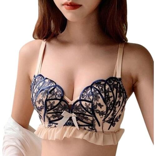 Unique Design Japanese Korean Style Girls Sexy Gather Cute Lace Shell No Steel Ring Homewear Bra
