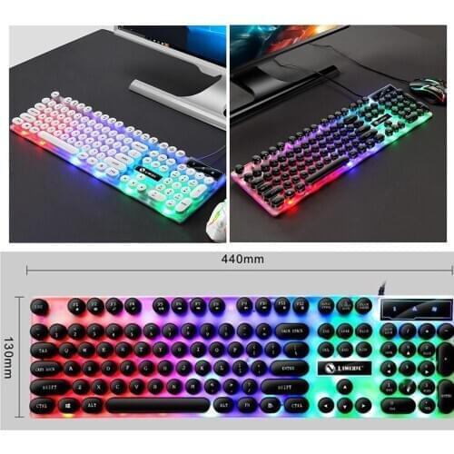 GTX300 Ultra Thin Portable Home USB Desktop Durable Keyboard Mouse Set Wired LED Backlight Office Gaming Ergonomic Mechanical