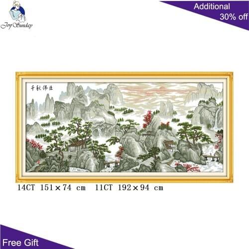 Your Gift Magnificent Mountain River Home Decor F406 14CT 11CT Counted and Stamped Magnificent Mountain River Cross Stitch Kits