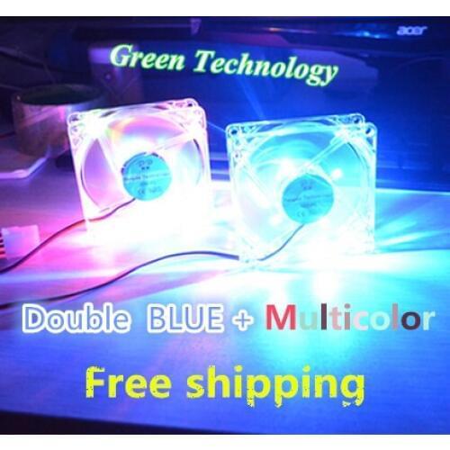 2PCS computer led cooling fans 8025 80MM with led Cooling fan12V computer case fan with 4pin and send screws