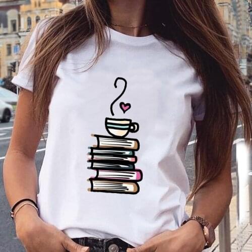 Women Graphic Coffee Love Happy Time Summer Spring Cartoon Trend Casual Fashion Print Female Clothes Tops Tees Tshirt T-Shirt