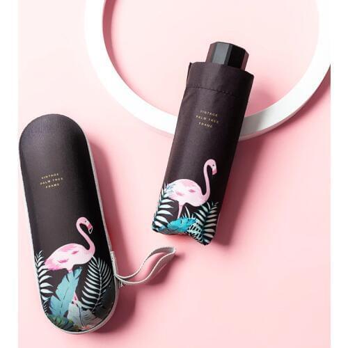 Mini Capsule Umbrella woman Flamingo pattern Pocket Anti-UV Umbrella Windproof 5Folding Umbrellas Compact Rain Children paraguas