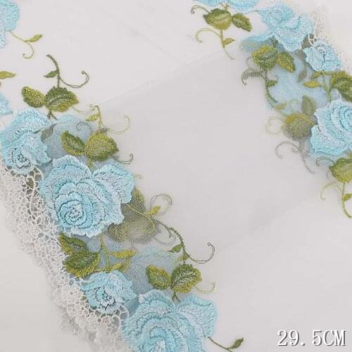 1Yard Bilateral Rose Floral Tulle Mesh Embroidery Lace Trim DIY Needlework Sewing Bra Underwear Fabric Clothing Doll Accessories