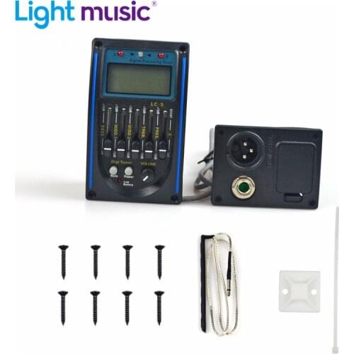 10Pcs 5 Bands LC-5 Guitar Pickup for Acoustic Guitarra Preamp EQ Equalizer with Digital Tuner Pegar Instrumentos Guitar Parts