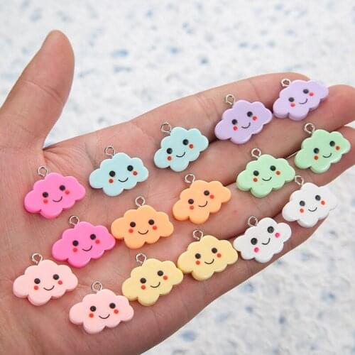 10pcs Colorful Clouds Resin DIY Earring Jewelry Finding Smiling Face Pendant Craft Cabochon Flatback Charms Making Accessories