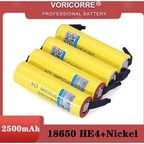 100% New Original HE4 18650 Rechargeable li-lon battery 3.6V 2500mAh Battery 20A 35A discharge + DIY Nickel sheet