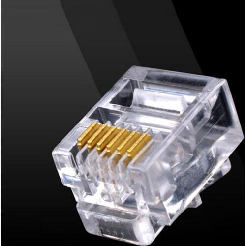 100pcs RJ12 Telephone Handset 6P6C Plug Connector Crimp Flat Cable