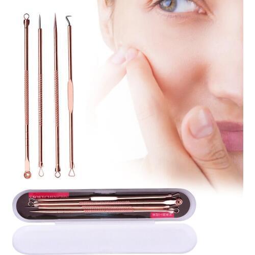 4PCS Black Dots Extrator de cravo Face Skin Black Spots Remover Needles Acne Blemish Cleanser Blackhead Pore Cleaning Remover