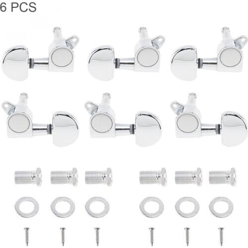 6pcs Silver Guitar String Tuning Pegs Tuner 3R+3L Semicircle All Closed Machine Head for 40 / 41 Inch Acoustic Folk Guitar