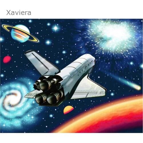 5D Diy Diamond Painting Universe Rocket Rhinestone Mosaic Square Round Acrylic Cross Stitch Kit Home Decoration Childrens Room