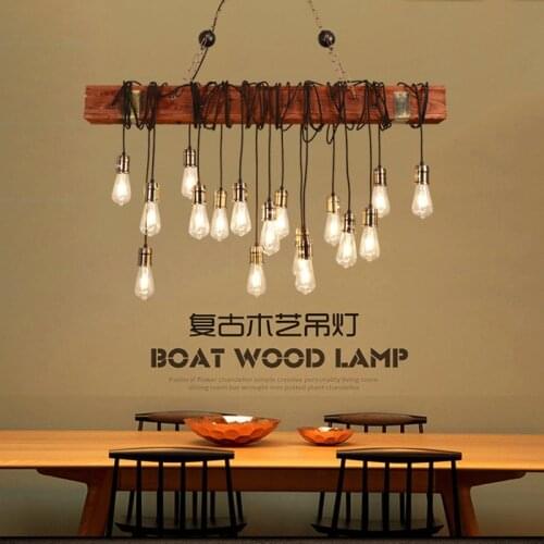 American Retro Industrial Style Chandelier Restaurant Bar Bar Table Lamp Boat Wood Old Long Strip