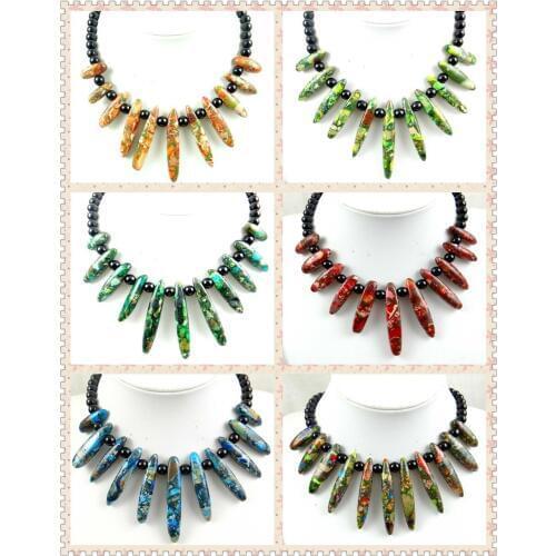 Free shipping Fashion Beautiful Sea Sediment stone Handmade Gem Jewellery Necklace For Women Fine Jewelry F36