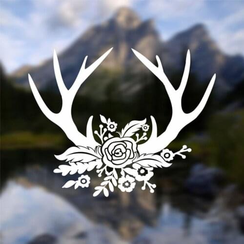 Black/Sliver Flowe Elk Rack Car Sticker BoHo Adventure Removable Waterproof Window Body Bumper CL856