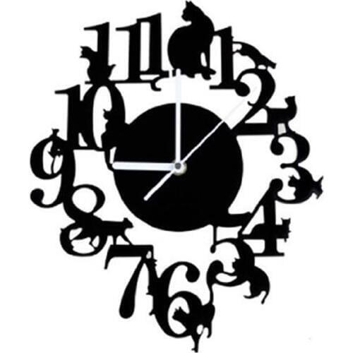 Black cat wall clock hook antique indoor wall clock Scandinavian clock cute cat (black)