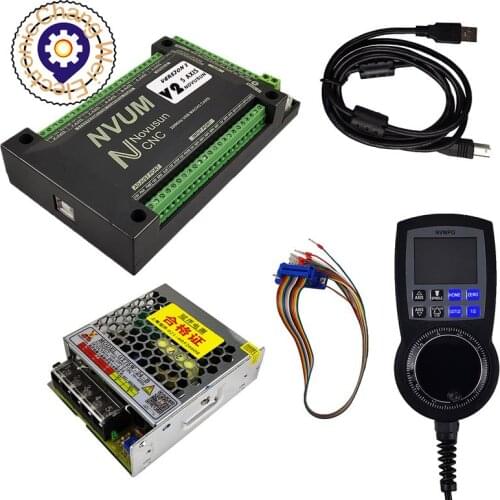 CNC Mach3 NVUM Controller + NVMPG Mach3 Handwheel with USART port instead of general port6 Axis MPG For DIY CNC Router+75W power