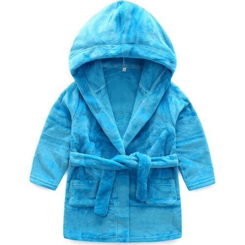 Baby Bathrobes For Children Kids Boys Girls Hooded Terry Winter Fleece Bath Robes Towel Velvet Pajamas Gown