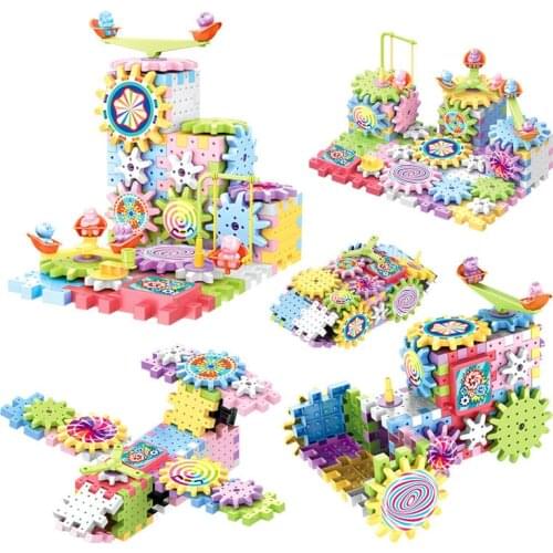 81 Pieces Electric Building music Gears Puzzle Kits Plastic Bricks Educational Toys For Children games kids birthday gift