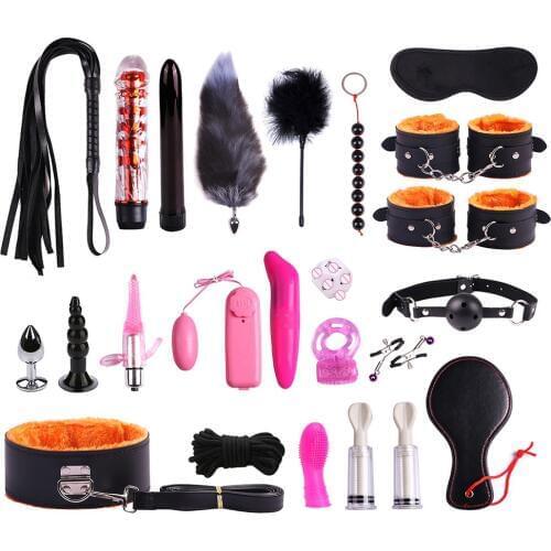 23 Pcs Bdsm Sex Toys for Women Men with Erotic Restraint Handcuffs Bondage Rope Anal Plug Nipple Clamp for Couples Adult Games