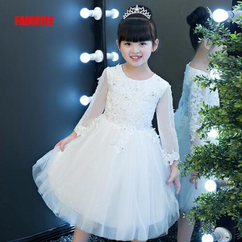 FADISTEE New Arrival Pretty Flower Girl Dresses appliques lace Baby Girl Dress beading crystal sweet style dresses