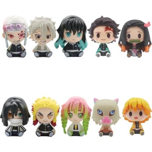 Demon Slayer figure Tanjiro Nezuko figurine Inosuke Zenizu Q Ver. Sitting Action Figure kimetsu no yaiba figures Model Toy 4-5cm