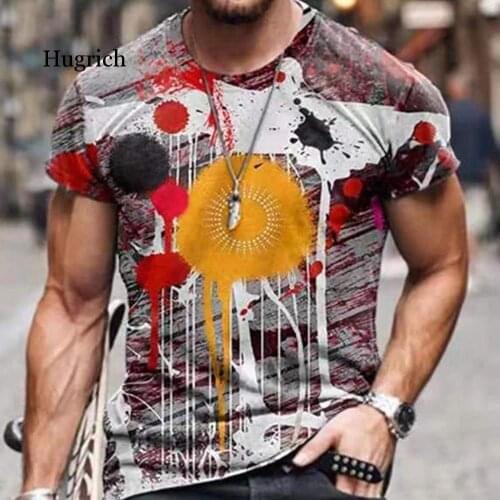 Summer Mens Street O-neck Casual Trend Abstract Painting Printed Short Sleeve T-Shirt