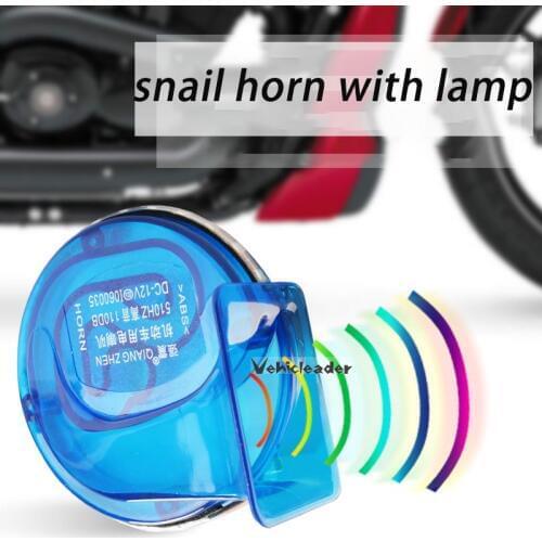 Motorcycle Snail Horn with LED Light Loud Clear Voice Speaker Air Horn Siren 12V Waterproof Auto Car Motorbike Scooter Universal