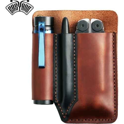 EASYANT Handmade Pocket Organizer Leather Knife Sheath Tool Pouch EDC Multitool Accessoires