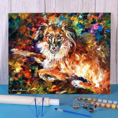 Oil Painting Style Dog Coloring By Numbers Painting Set Oil Paints 40*50 Paiting By Numbers Decorative Paintings For Handiwork